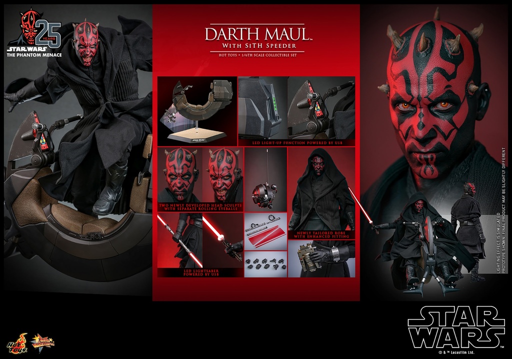 Star Wars: The Phantom Menace Darth Maul with Sith Speeder - HOT TOYS - PREVENTA