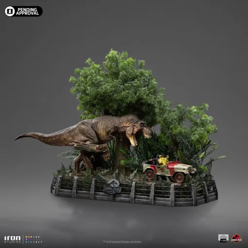 Jurassic Park T-Rex Chase 1/20 Demi Art Scale Limited Edition Statue - Iron Studios - Preventa 